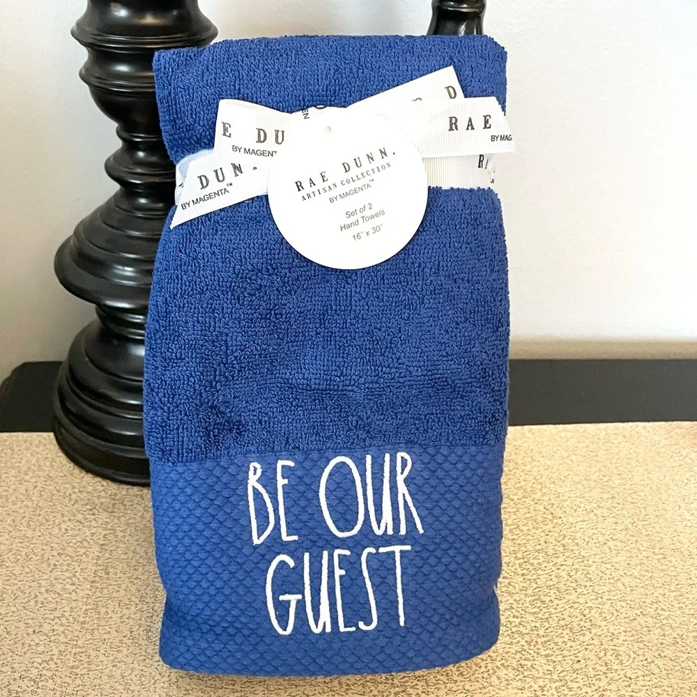NWT Rae Dunn SET OF 2 BE OUR GUEST Hand Towels